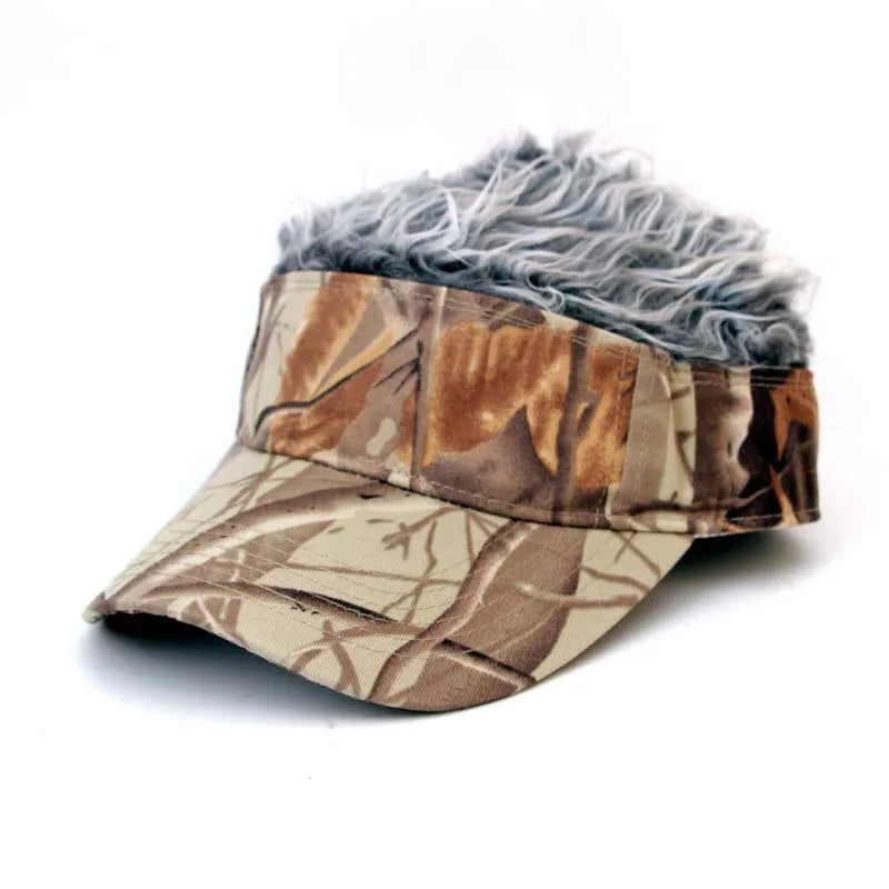 New Unisex Casual Camouflage Visor Hat Men Women Adjustable Sun Sunshade Hip Hop Baseball Cap With Spiked Hairs Wigs Casquatte