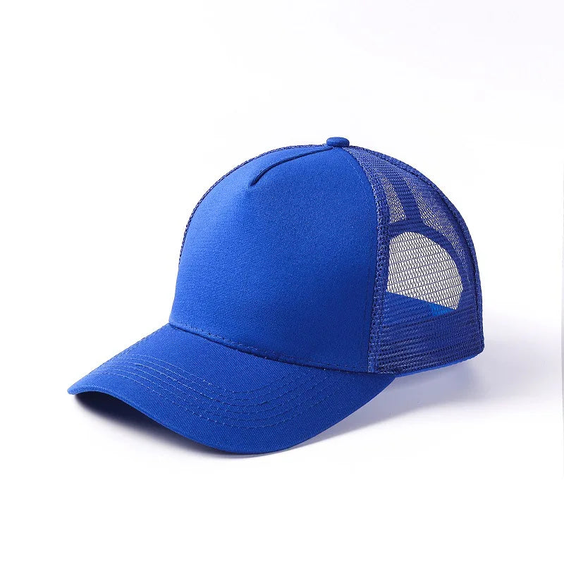 5 Pane Mesh  Baseball Cap Adult Hip Hop Curved Snapback Hats Summer Sunshade Sun Hat Simple Trucker Cap Advertising