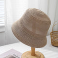 Spring Summer Hat Women Hollow Breathable Knitted Bucket Hat Casual Sunshade Sunhat Solid Simple 2025 New Bob Cap Female