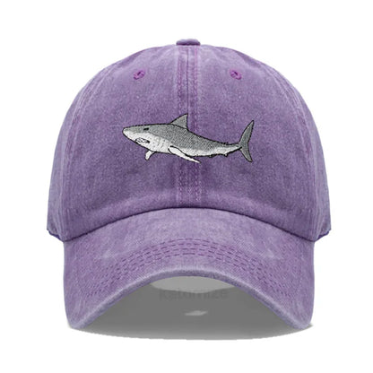 Animal Shark Embroidered Baseball Cap for Women Men Fashion Adjustable Washed Cotton Dad Hat Unisex Classic Golf Caps