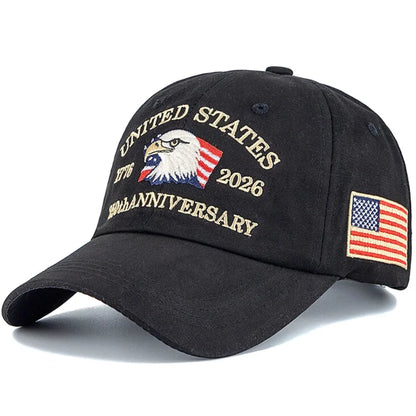 New Unisex Cap American 250th Anniversary 1776-2026 Embroidered Eagle Baseball Cap Outdoor Casual Dad Hat