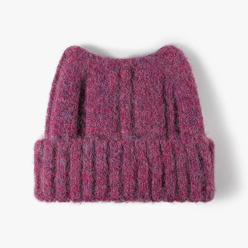 New Cool Autumn Winter Women Thick Wool Cute Beanie Hat Cat Ear High Quality Outdoor Warm Knitted Beanie Cap Hat For Women