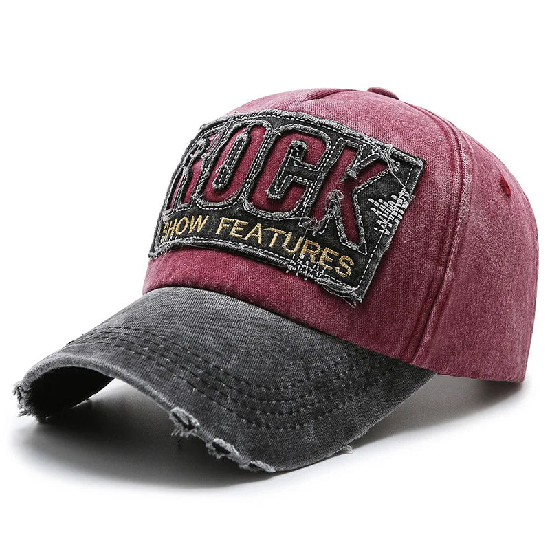 Korean Washed Letter Denim Baseball Cap Distressed Adjustable Unisex Sun Hat