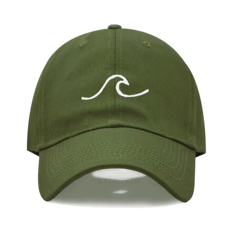 Men's Baseball Cap Women's Washed Cotton Waves Embroidery Embroidery Dad Hat Sport Golf Caps For Man Sun Hats Dropshipping
