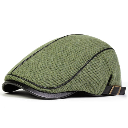 Men Autumn and Winter Warm Knitting Newsboy Caps British Painters Hats Side Buckle Adjustable Flat Cap Hip Hop Berets