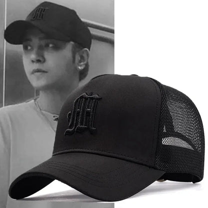 Men’s High Top Mesh Baseball Cap Breathable Summer Big Head Sun Protection Hat