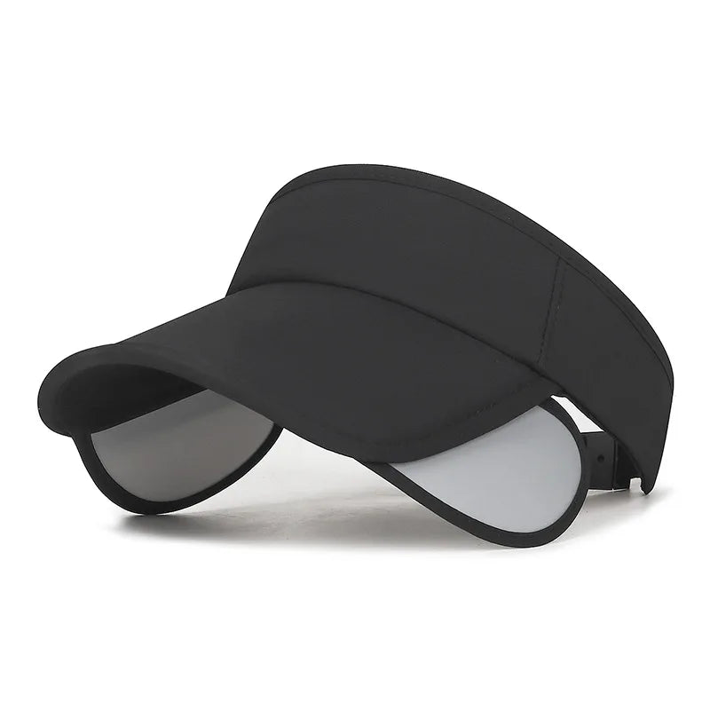 Summer Retractable Brim Sunscreen Sunshade Empty Top Hat Outdoor Solid Color Versatile Anti-Uv Sports Sun Hat