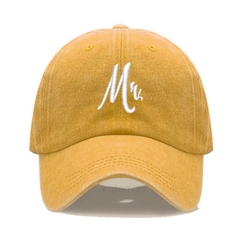 Matching Mr. & Mrs. Baseball Cap Men's Women's Cotton Embroidery Sport Golf Caps Bridal Gift Newlywed Honeymoon Wedding Gift