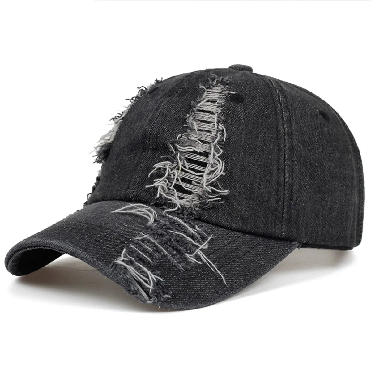 Korean Fashion Baseball Cap For Punk Ripped Retro Denim Jeans Graffiti Cool Long Rabbit Ear Street Hip Hop Sun Hats Visors