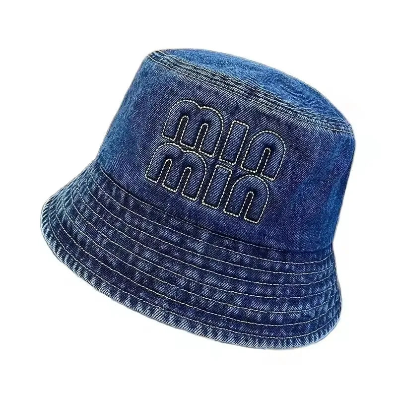 Spring Summer Strawberry Embroidery Denim  Bucket Hat Legent Fisherman Hats for Women Foldable Sport Sun Beach  Caps