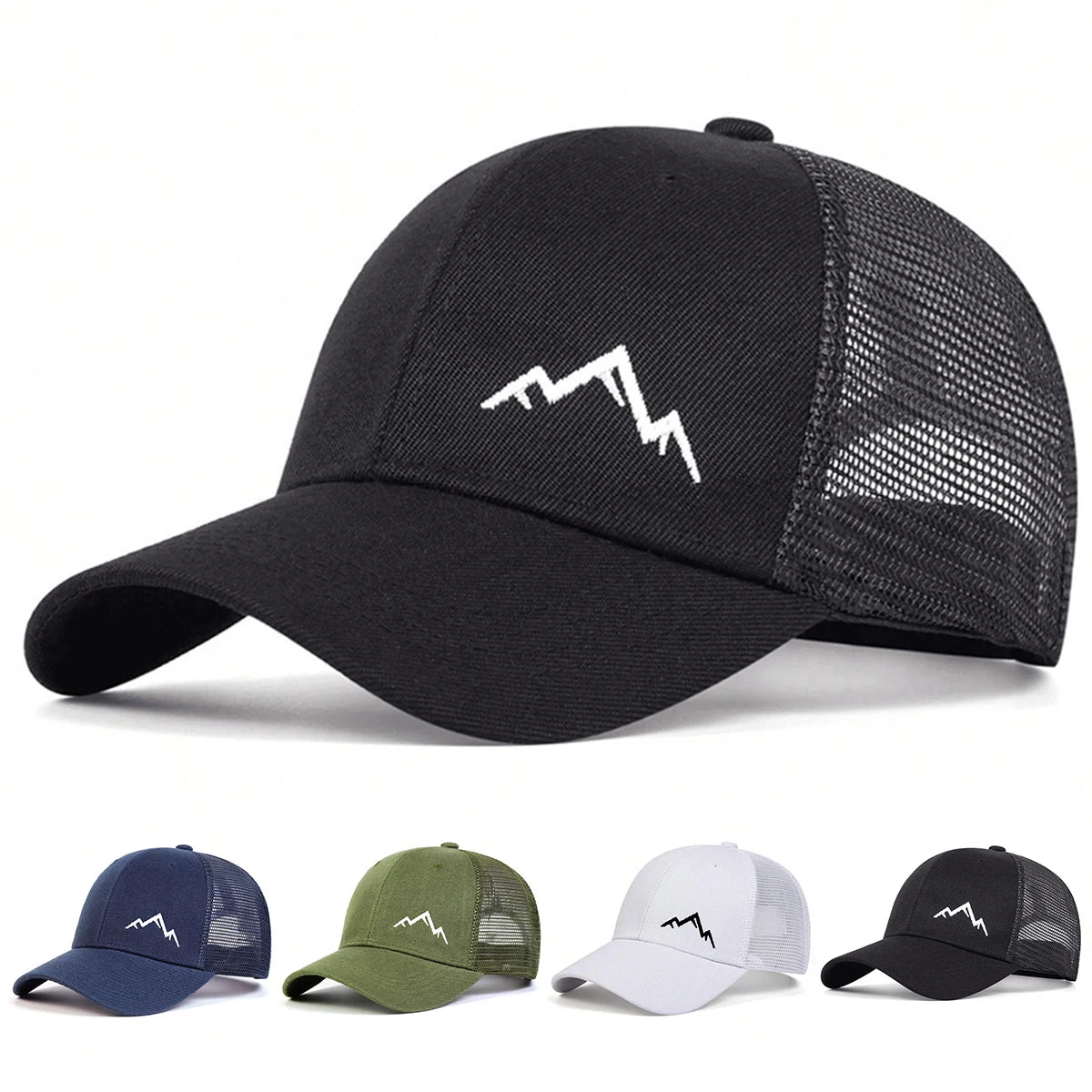 Unisex Mountain Range Embroidery Baseball Net Caps Spring Summer Outdoor Adjustable Casual Hats Dad Hat Sunscreen Hat