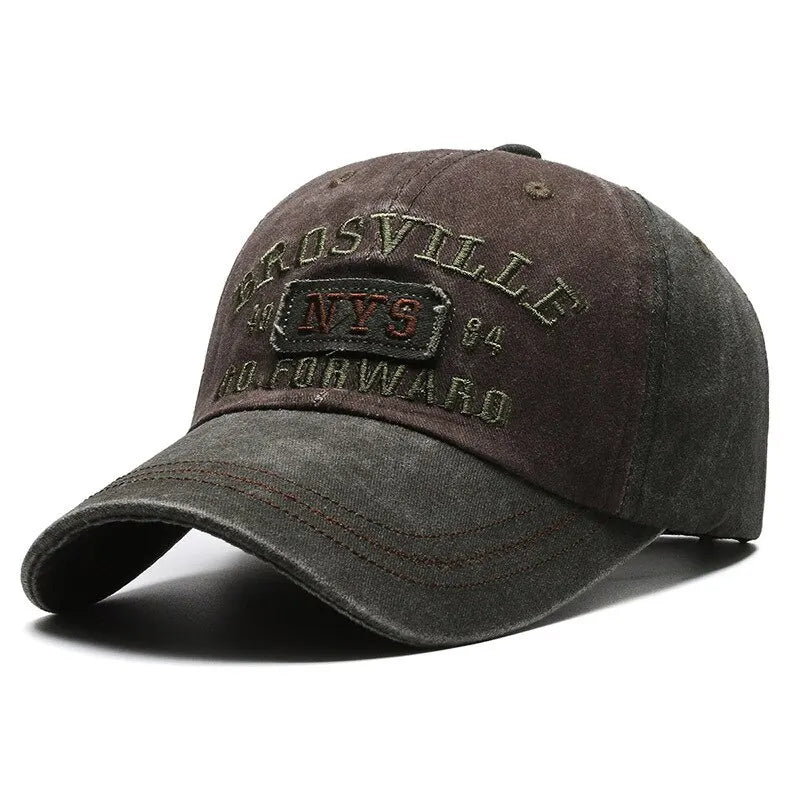 Men’s Distressed Washed Cotton Baseball Cap Embroidered Casual Sun Protection Hat
