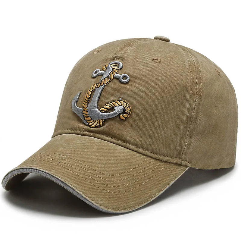 New Cool Women Men Cotton Washed Baseball Cap Anchor Embroidery Four Season Outdoor Vintag Visor Casual Cap Hat For Women Men