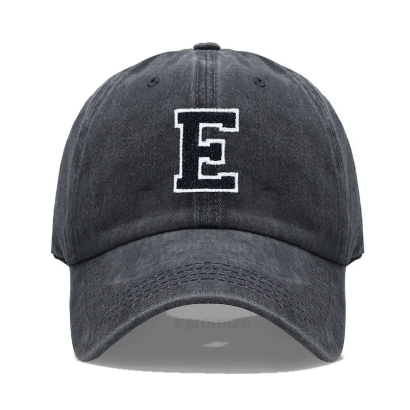 Initial Letter A-Z Embroider Baseball Cap For Men Womne Washed Cotton Dad Hat Fashion Team Sport Visors Snapback Caps
