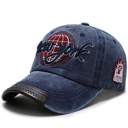 Unisex Washed Cotton Baseball Cap Distressed Korean Style Casual Outdoor Sun Hat