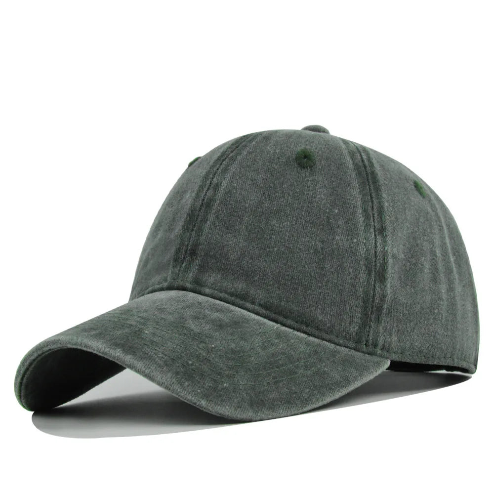 Unisex Retro Washed Cotton Baseball Cap – Solid Color Y2K Hip Hop Snapback Outdoor Sport Hat