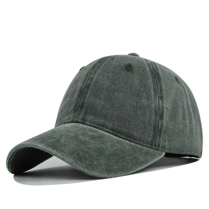 Unisex Retro Washed Cotton Baseball Cap – Solid Color Y2K Hip Hop Snapback Outdoor Sport Hat