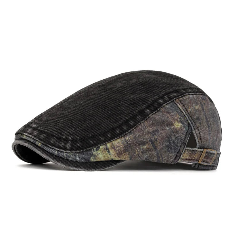 Unisex Wash Cotton Beret – Retro Adjustable Newsboy Flat Cap (Spring Summer Casual Painter Style Hat)