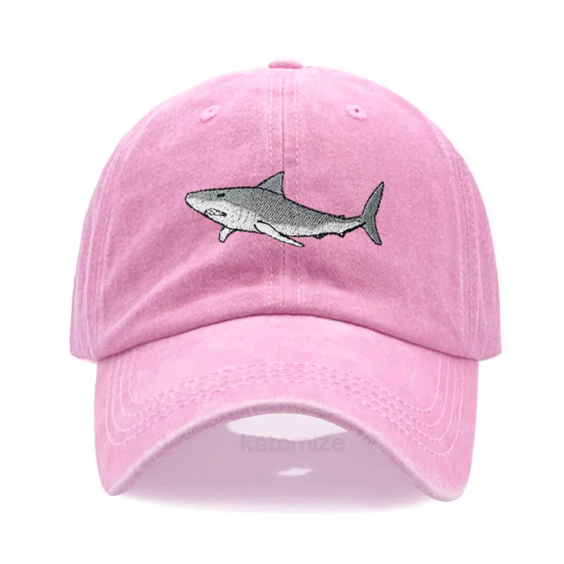 Animal Shark Embroidered Baseball Cap for Women Men Fashion Adjustable Washed Cotton Dad Hat Unisex Classic Golf Caps