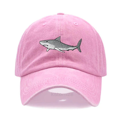 Animal Shark Embroidered Baseball Cap for Women Men Fashion Adjustable Washed Cotton Dad Hat Unisex Classic Golf Caps