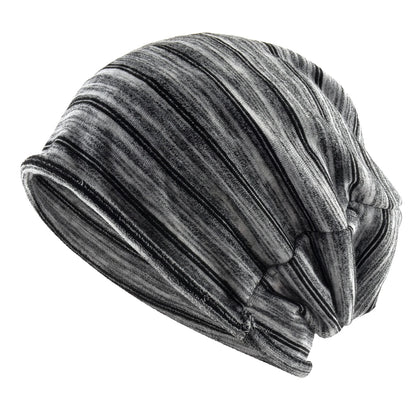 Striped Slouch Beanie Hat For Men Women Single Layer Knitted Highly Elastic Hats Chemo Bonnet Beanies For Large Head Size