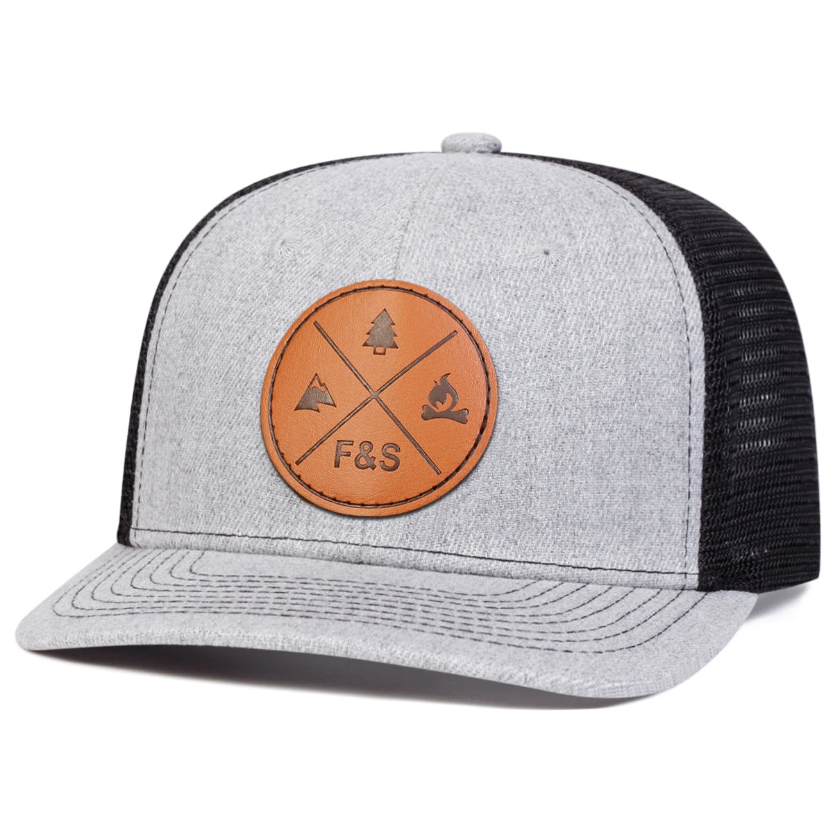 Unisex F&S Round Leather Label Baseball Net Caps Spring and Summer Outdoor Adjustable Casual Hats Sunscreen Hat