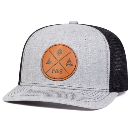 Unisex F&S Round Leather Label Baseball Net Caps Spring and Summer Outdoor Adjustable Casual Hats Sunscreen Hat