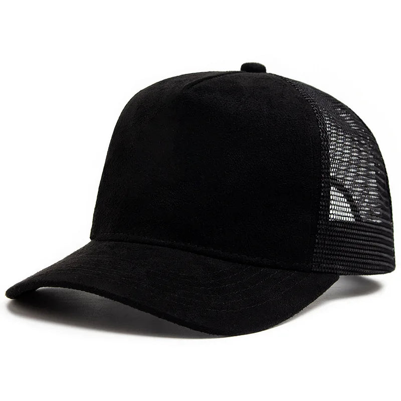 Spring Summer Suede 5 Panel Mesh Baseball Cap Big Head Unisex Trucker Hat Men And Women Sport Snapback Caps Leisure Gorros