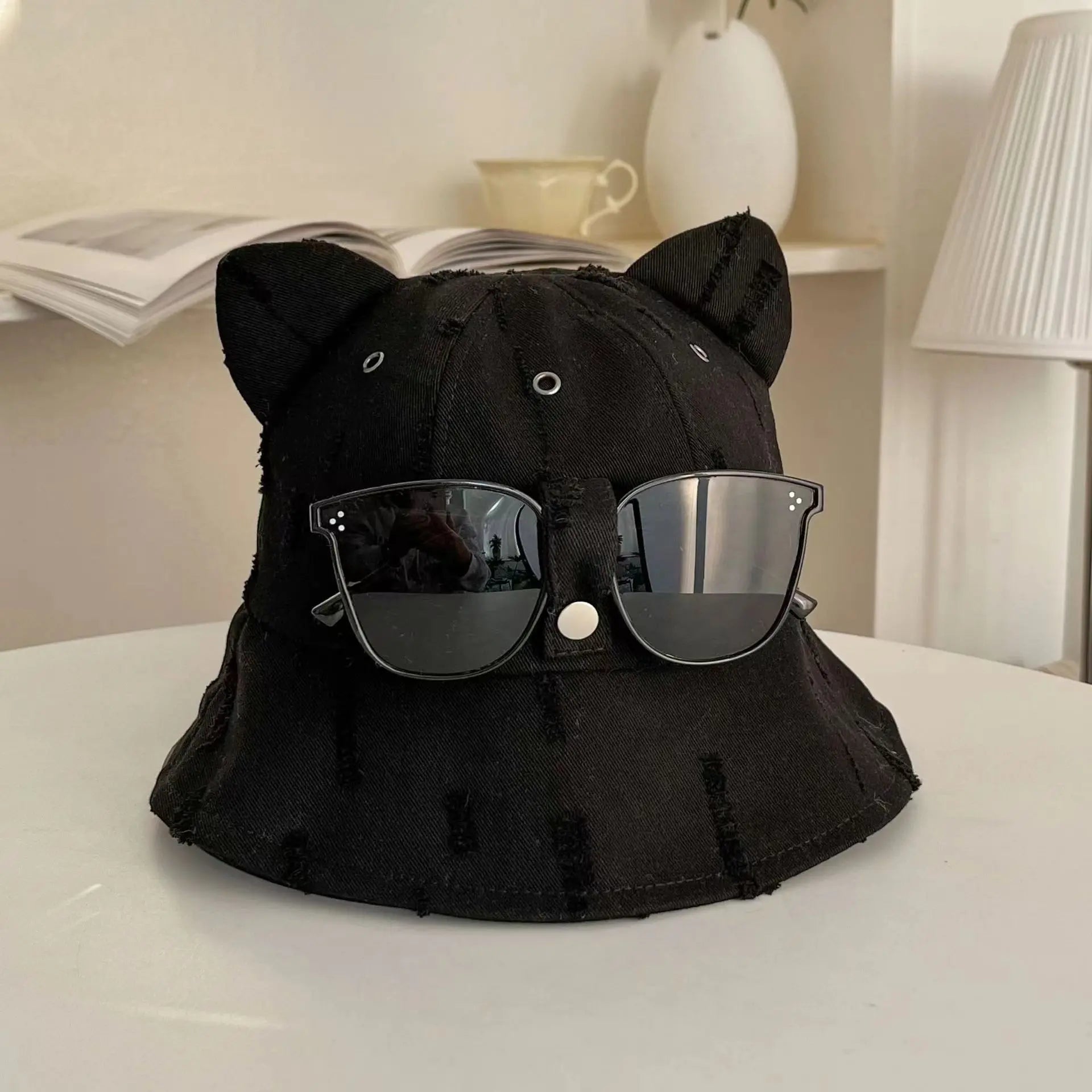 Cute Cartoon Bucket Hat With Glasses Women Spring And Summer Fashion Bob Chapeau Outdoor Sunscreen Sun Fishing Cap Panama