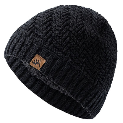 Unisex Peak Labal Winter Hats Fashion Knitted Hats For Men And Women Beanie Cap Outdoor Plush Fur Lined Warm Sports Hats