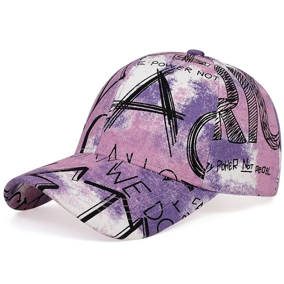 Unisex Letter Graffiti Printing Tie Dye Baseball Caps Spring and Autumn Outdoor Adjustable Casual Hats Sunscreen Hat