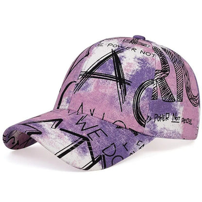 Unisex Letter Graffiti Printing Tie Dye Baseball Caps Spring and Autumn Outdoor Adjustable Casual Hats Sunscreen Hat