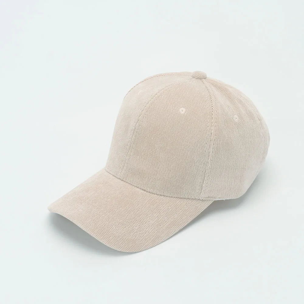 Corduroy Baseball Cap Women's Retro Solid Color Dad Hat Autumn Winter Hats For Men Women Unisex Casual Keep Warm Curved Brim