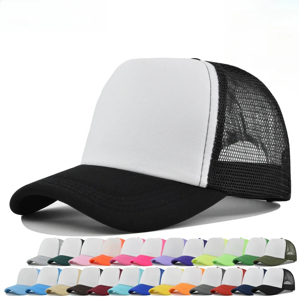Solid Color Unisex Cheaper 5 Panel Trucker Hat For Adult Summer Net Baseball Cap Men Women Blank Mesh tentacle Sun Hat Visor