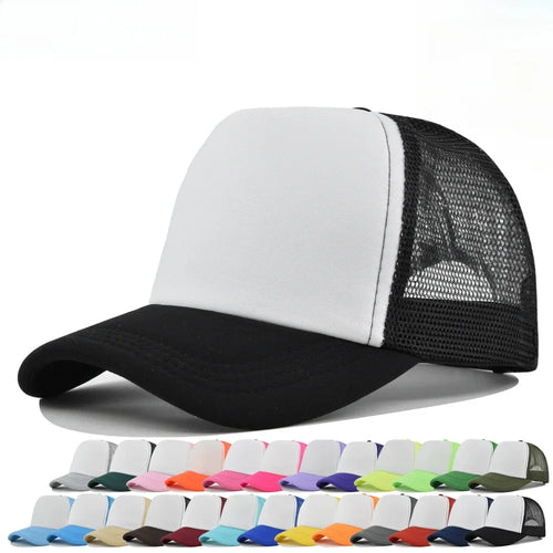 Solid Color Unisex Cheaper 5 Panel Trucker Hat For Adult Summer Net Baseball Cap Men Women Blank Mesh tentacle Sun Hat Visor