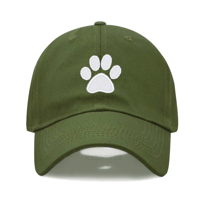 Dog Paw Embroidered Baseball Cap for Women Men Fashion Adjustable Washed Cotton Dad Hat Unisex Classic Golf Caps