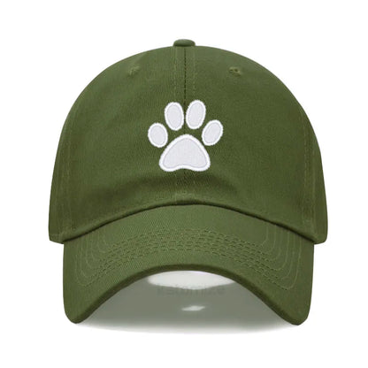 Dog Paw Embroidered Baseball Cap for Women Men Fashion Adjustable Washed Cotton Dad Hat Unisex Classic Golf Caps