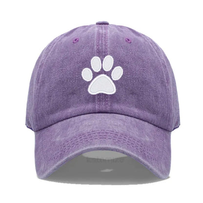 Dog Paw Embroidered Baseball Cap for Women Men Fashion Adjustable Washed Cotton Dad Hat Unisex Classic Golf Caps