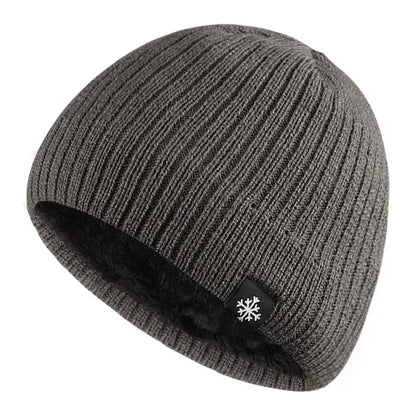 Unisex Snow Labal Winter Hats Solid Color Knitted Hats For Men And Women Beanie Cap Outdoor Add Fur Lining Warm Sports Hats