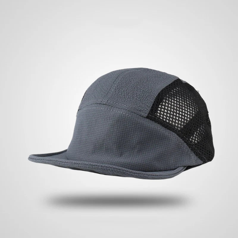 Unisex Korean Quick-Dry Mesh Baseball Cap – Soft Short Brim 5-Panel Snapback Breathable Outdoor Camping Fishing Hat