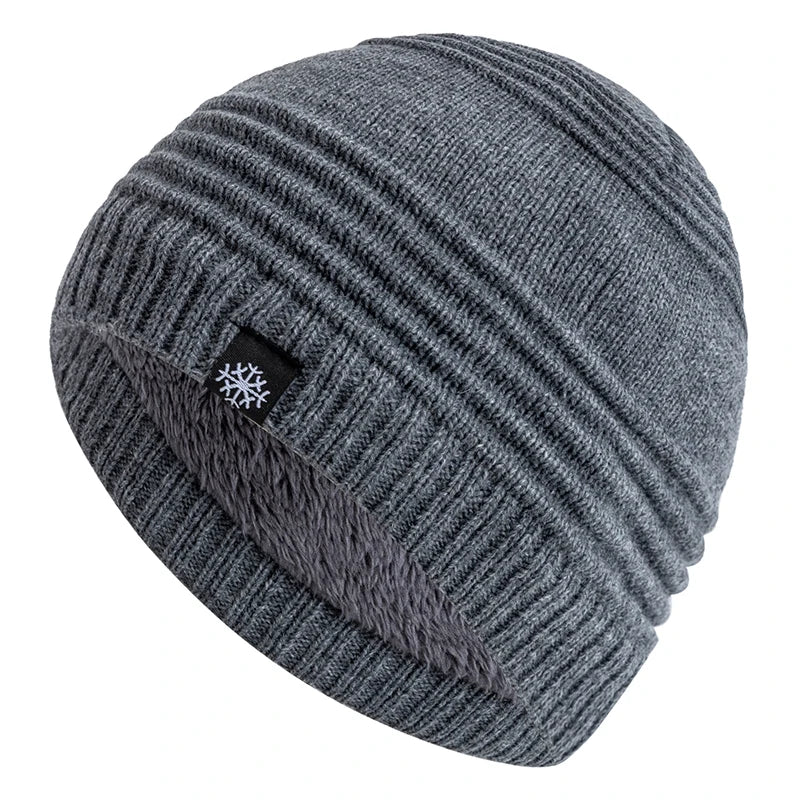 New Style Unisex Fur Lined Beanie Hat Keep Warm Winter Hat Thick Hat For Men And Women Snow Label Fashion Winter Cap
