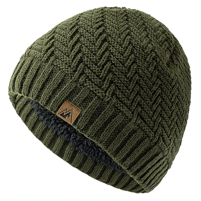 Unisex Peak Labal Winter Hats Fashion Outdoor Knitted Hats For Men And Women Beanie Cap Plush Fur Lined Warm Sports Hats
