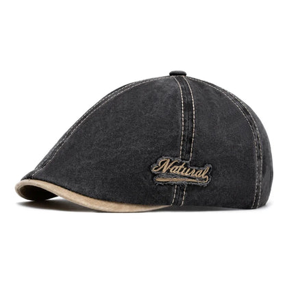 Unisex Cotton Newsboy Beret Cap – Vintage British Style Adjustable Casual Linen Flat Cap