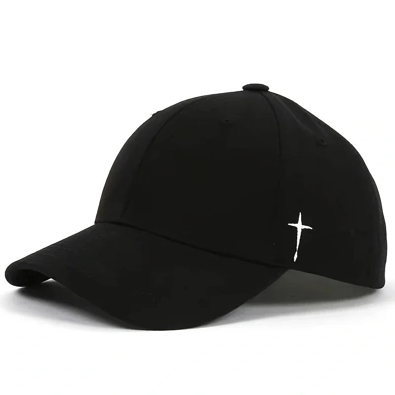 Unisex Simple Cross Embroidery Baseball Caps Spring and Autumn Outdoor Adjustable Casual Hats Sunscreen Hat