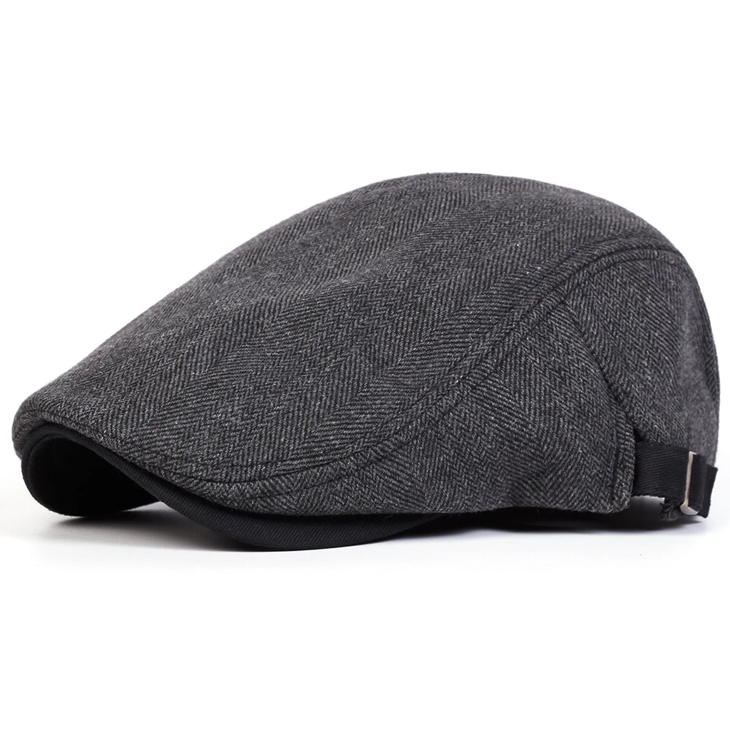 Men Retro Herringbone Grid Newsboy Caps British Painters Hats Spring and Autumn Adjustable Flat Cap Hip Hop Berets