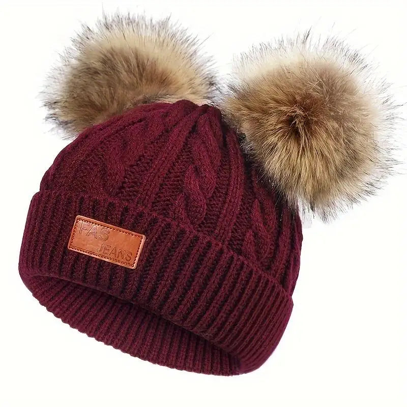 New Kid Hat Children Double Pompom Winter Hat  Cute Knitted Hat For Girls Boys Casual Girls Hat Baby Beanie Cap