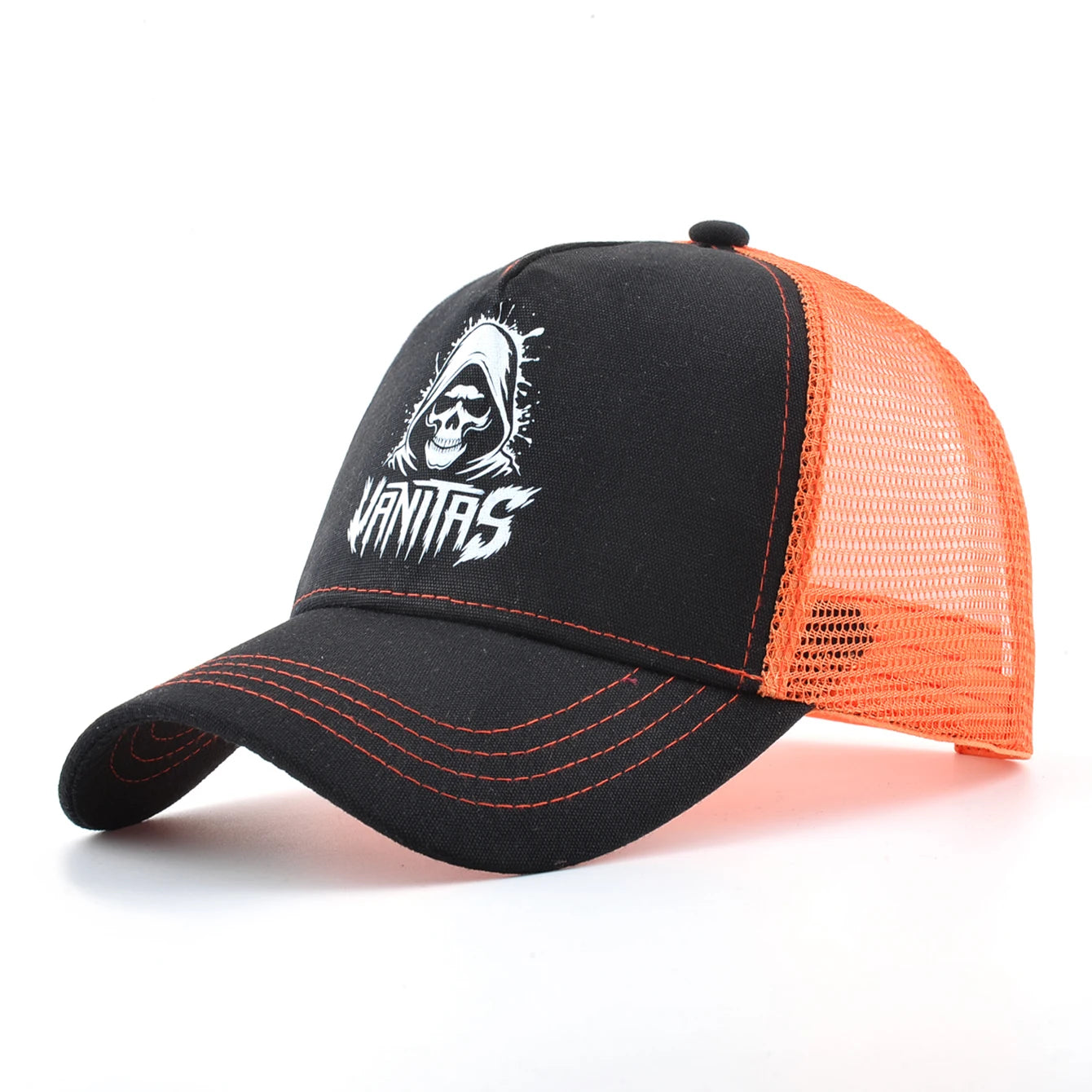 Summer Baseball Cap Outdoor Breathable Mesh Trucker Cap Men Women Printing Skull Snapback Hip Hop Caps Adjustable Visor Cap