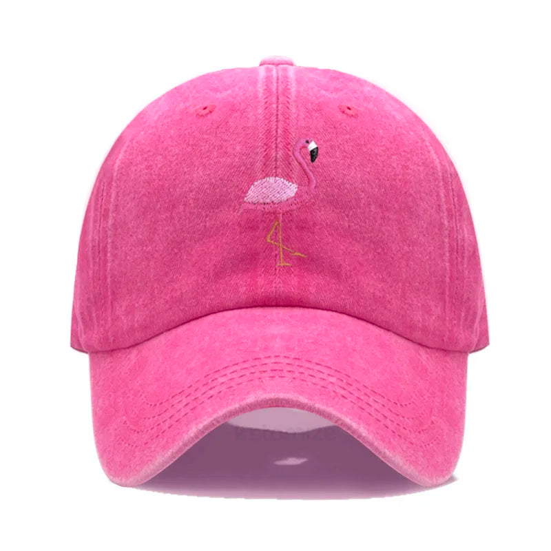 Animal Embroidery Flamingo Baseball Caps for Men Women Retro Soft Washed Cotton Dad Hat Snapback Cap Wholesale Dropshipping