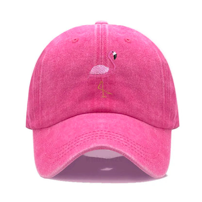 Animal Embroidery Flamingo Baseball Caps for Men Women Retro Soft Washed Cotton Dad Hat Snapback Cap Wholesale Dropshipping