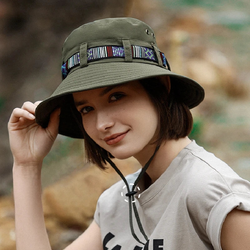 Quick-Dry Breathable Sun Hats with UPF Protection - Adjustable Drawstring Bucket Hat for Outdoor Adventures - Ideal for Hiking,
